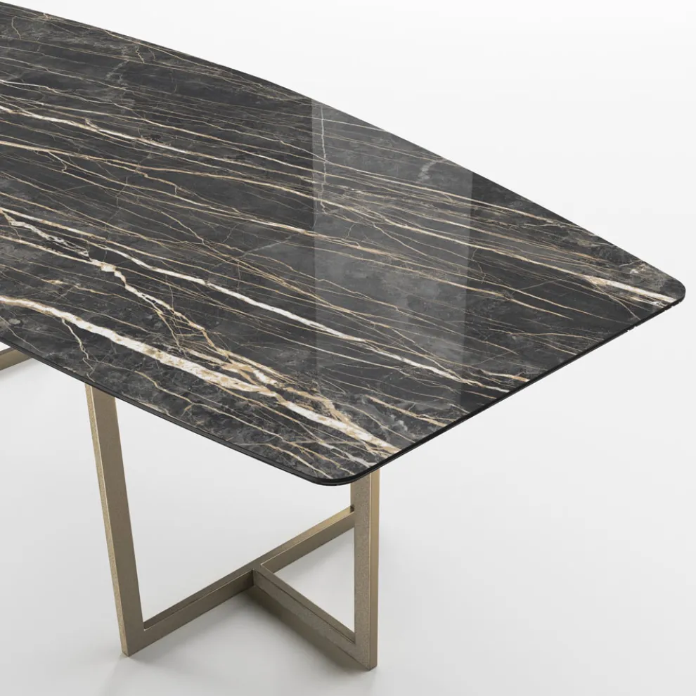 Esstisch aus Feinsteinzeug und Metall Made in Italy - Emilio