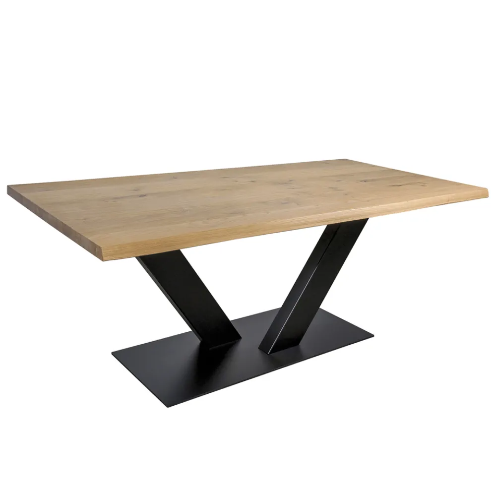 Esstisch aus furnierter, plattierter Eiche und Metall Made in Italy - Riad