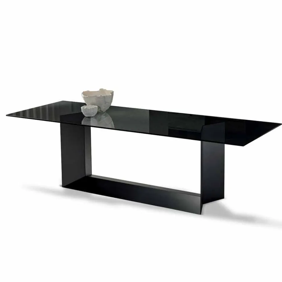 Esstisch aus geräuchertem oder extraleichtem Glas Made in Italy - Moro