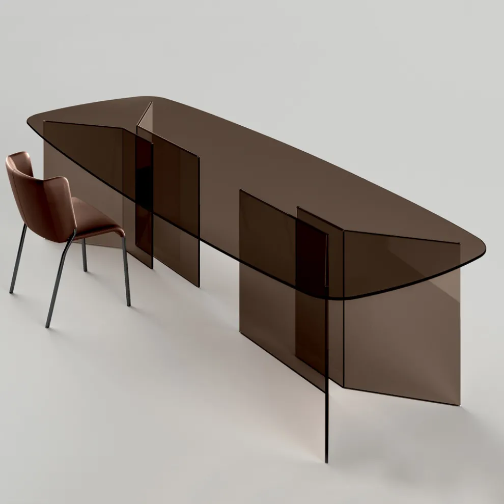 Esstisch aus Glas mit rechteckiger Platte Made in Italy - Charles