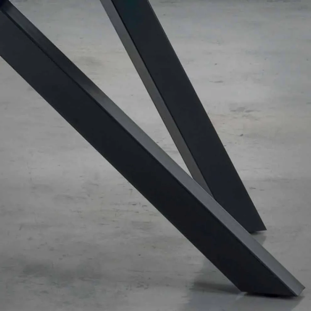 Esstisch aus grauem Fenix und lackiertem Stahl, hergestellt in Italien – Settimmio