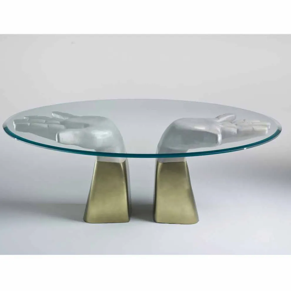 Esstisch aus Holz mit Tischplatte aus Glas, made in Italy, Bartolo