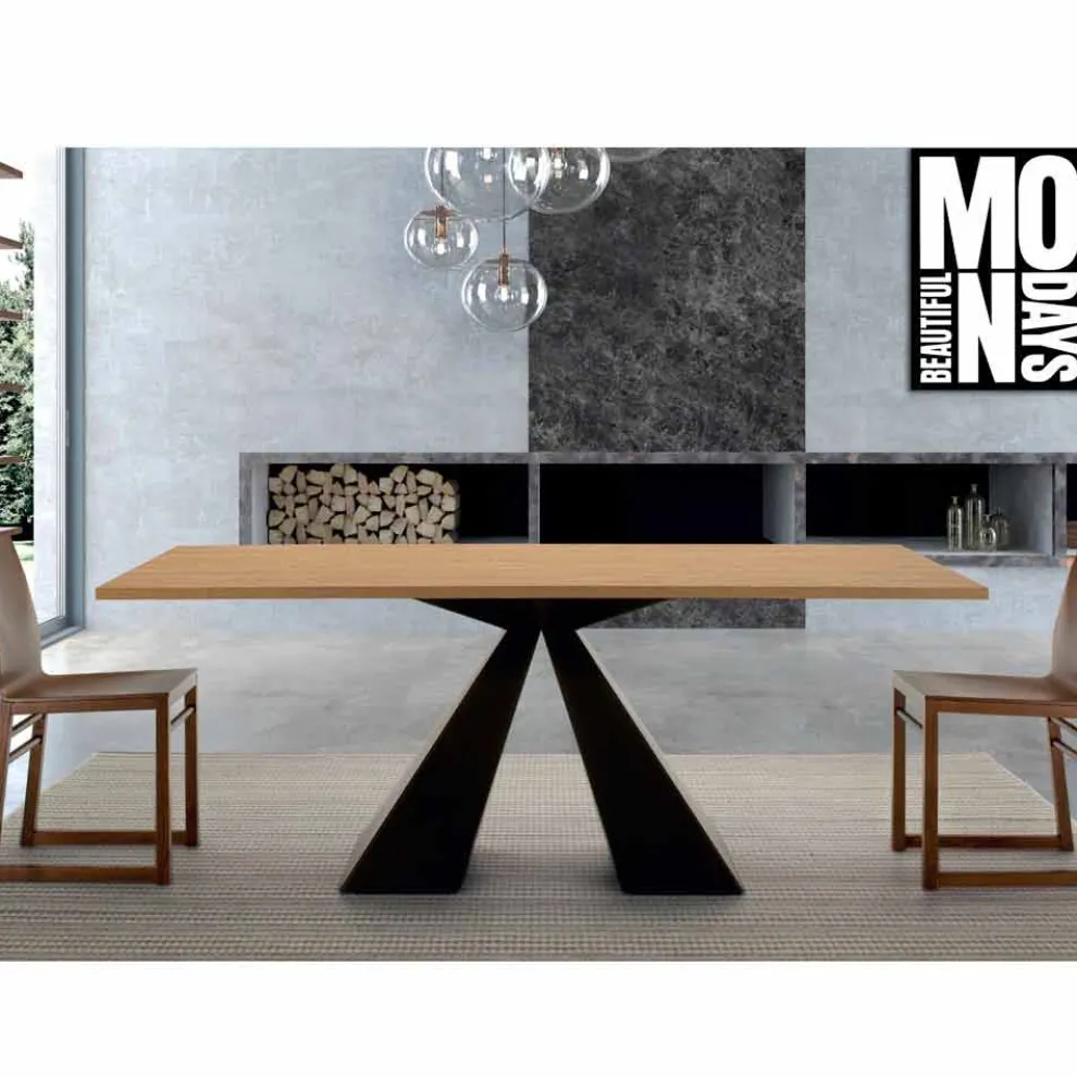 Esstisch aus HPL-Laminat und hochwertigem Made in Italy-Stahl – Dalmatiner