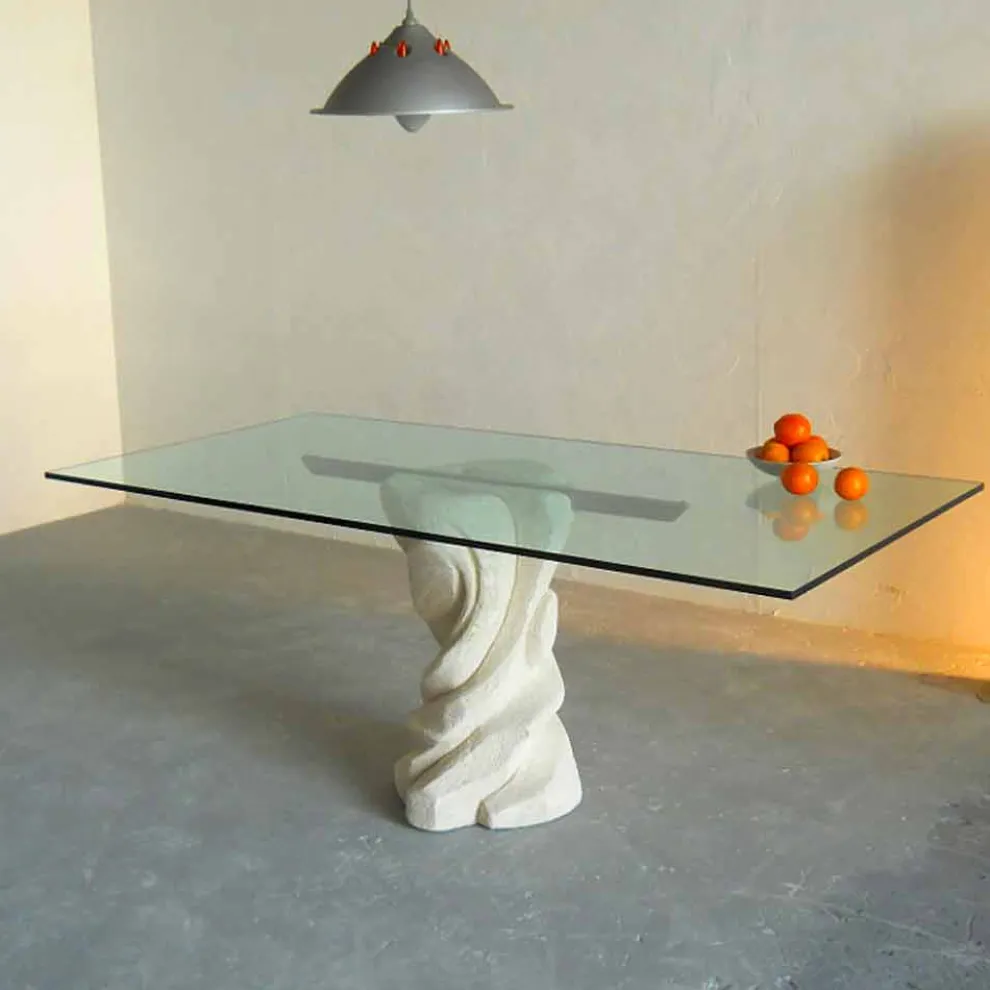 Esstisch aus Kristall und Stein in modernem Design Urano