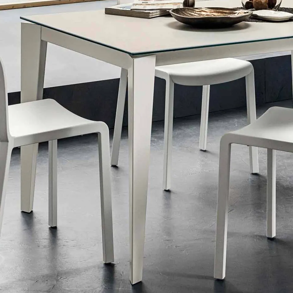 Esstisch aus Laminam und lackiertem Metall Made in Italy - Efisto