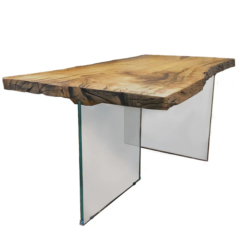 Esstisch aus Secular Oak und Crystal Base Made in Italy - Dite