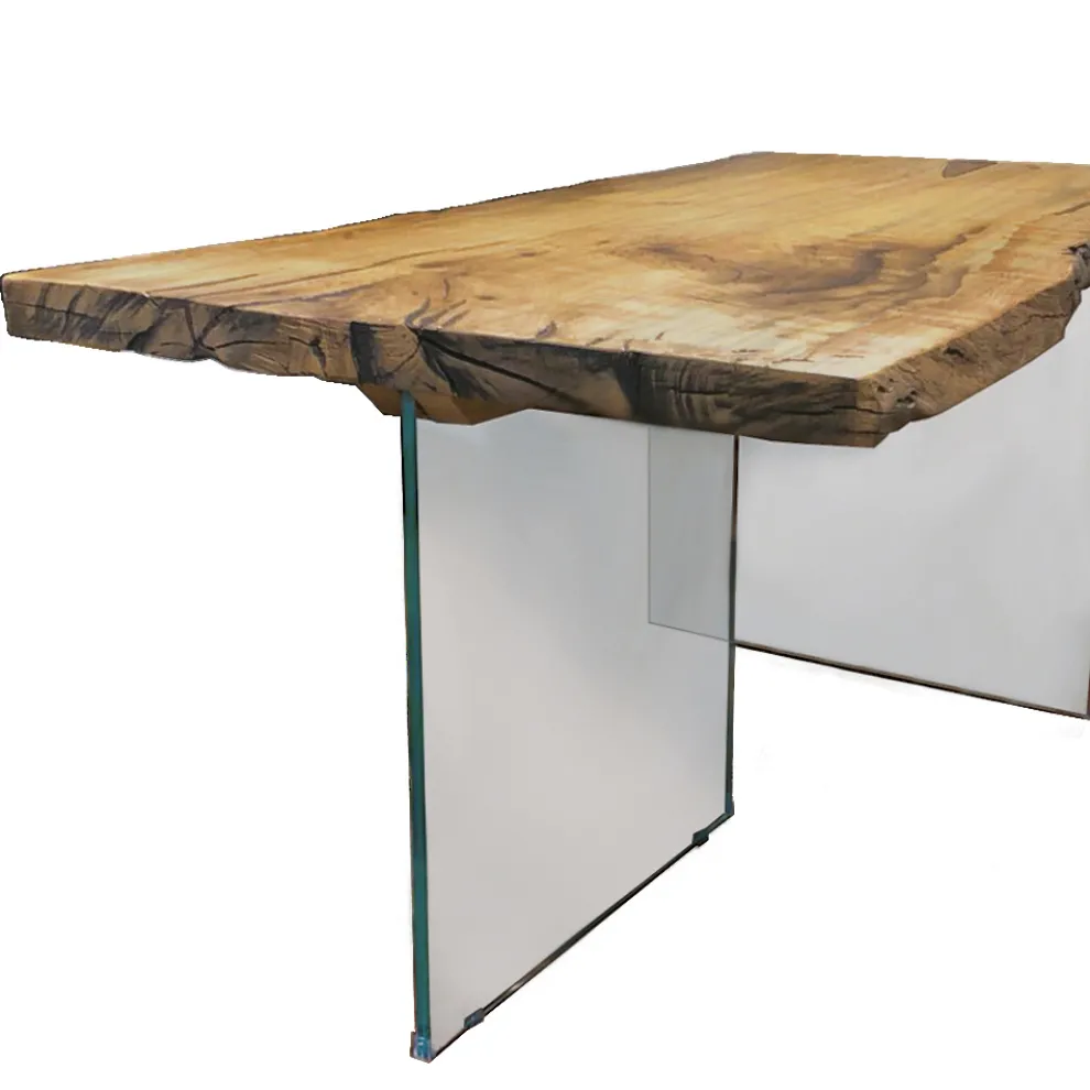 Esstisch aus Secular Oak und Crystal Base Made in Italy - Dite