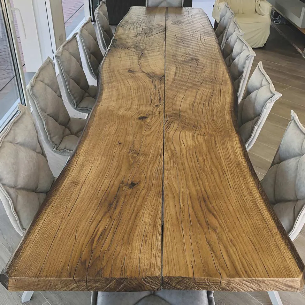 Esstisch aus weltlicher Eiche und Metallgestell Made in Italy - Dite