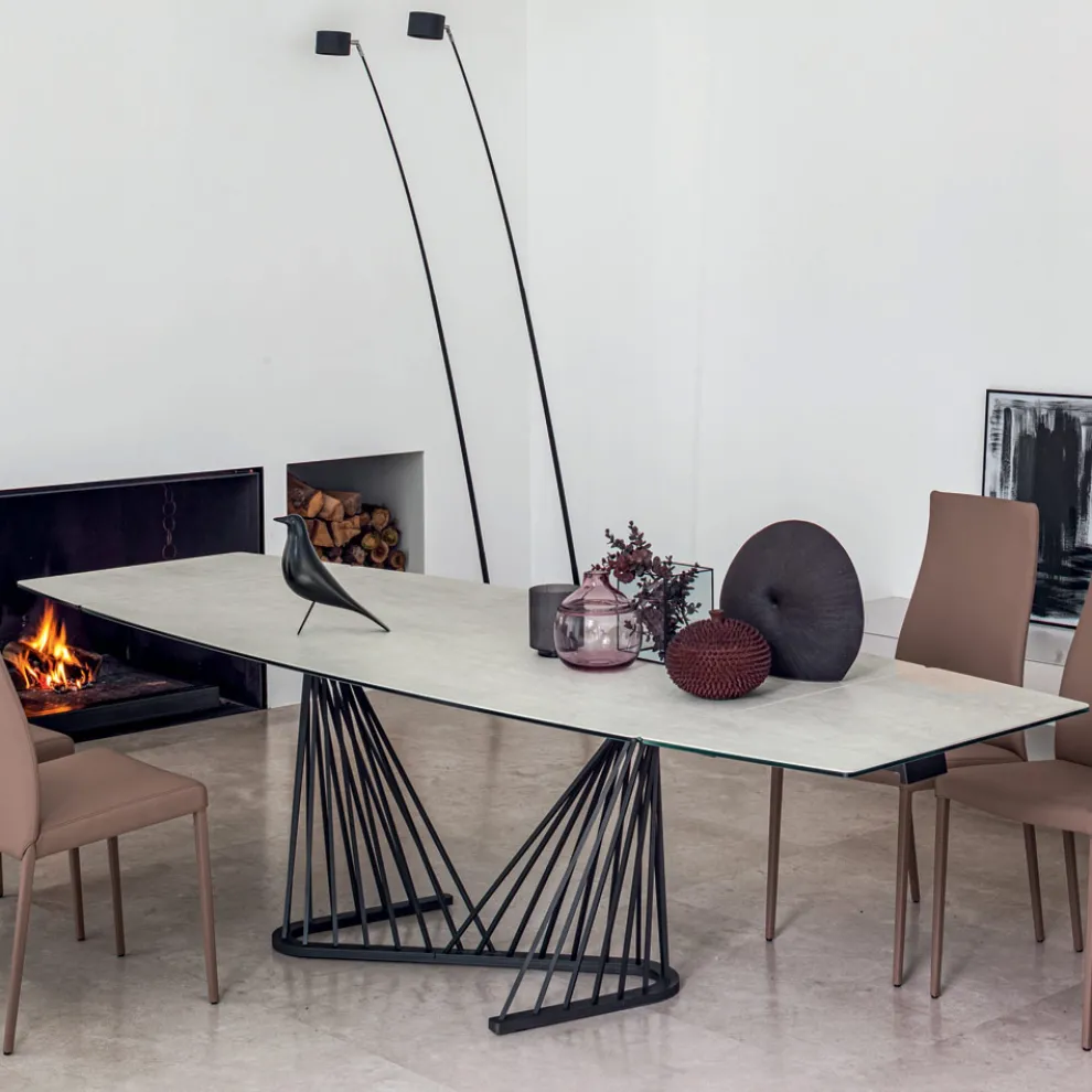 Esstisch ausziehbar bis 290 cm in Metall- und Keramikplatte - Ricolo