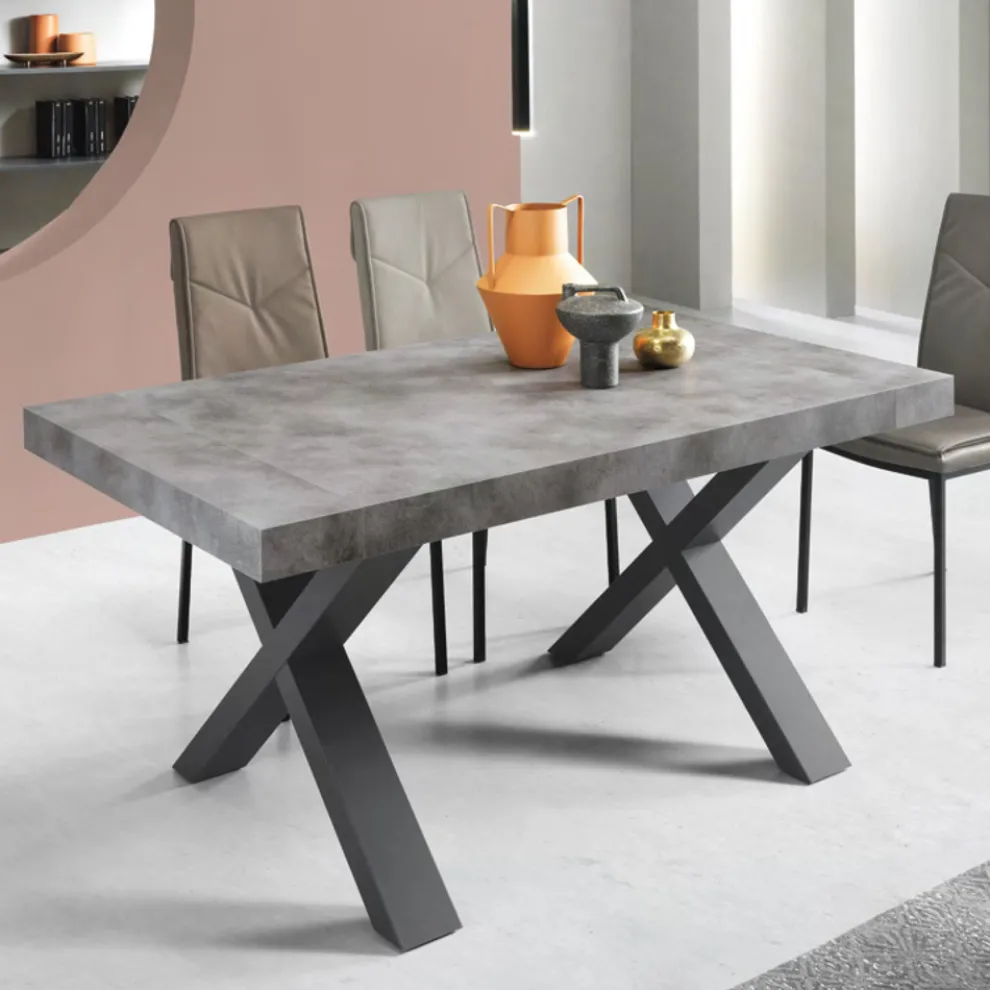 Esstisch ausziehbar auf 260 cm Moderne Betonoptik - Lenova