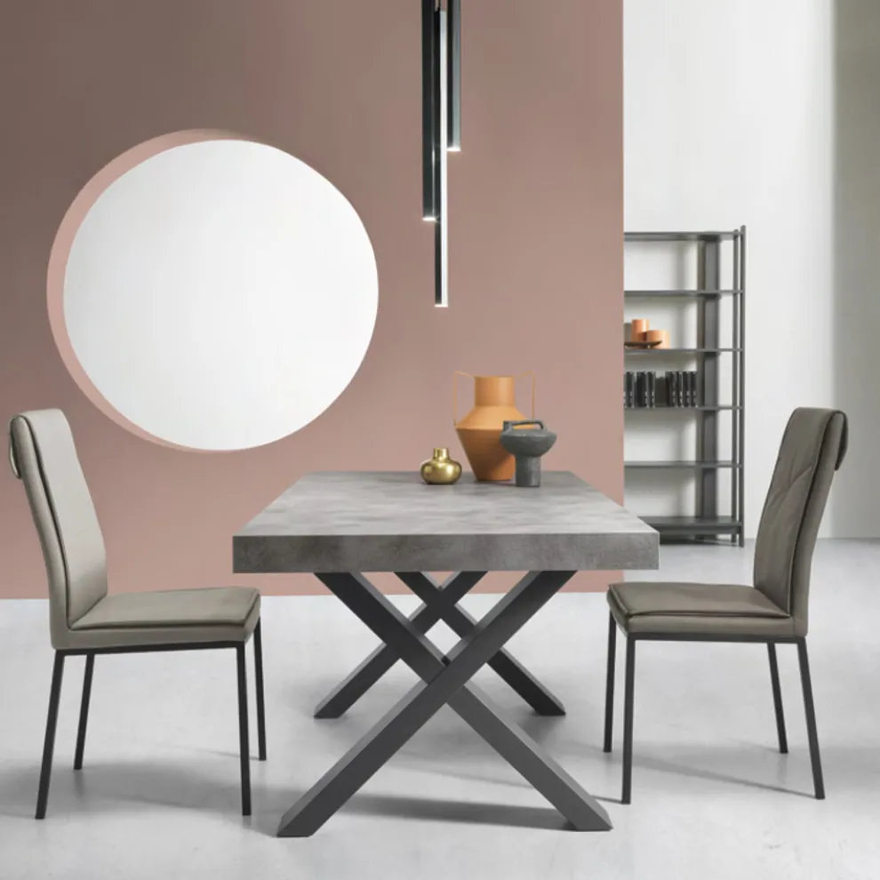 Esstisch ausziehbar auf 260 cm Moderne Betonoptik - Lenova