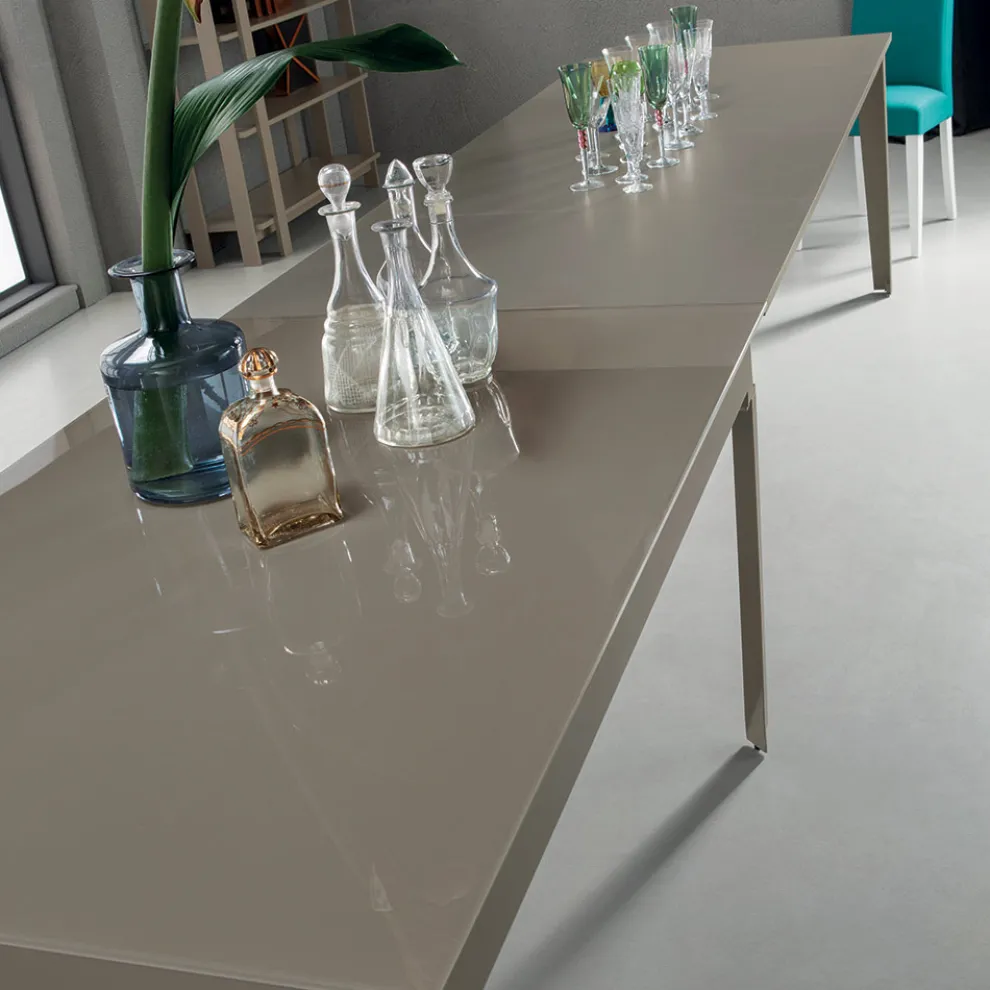 Esstisch ausziehbar auf 380 cm aus Glas und Metall 16 Sitzplätze - Fiorentino