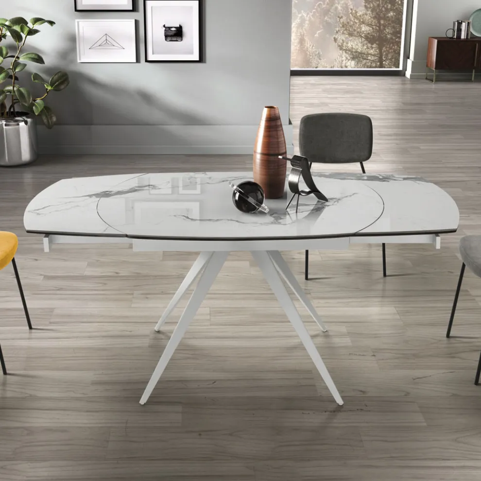 Esstisch ausziehbar auf 180 cm in Grès mit Metallfuß - Beatriz