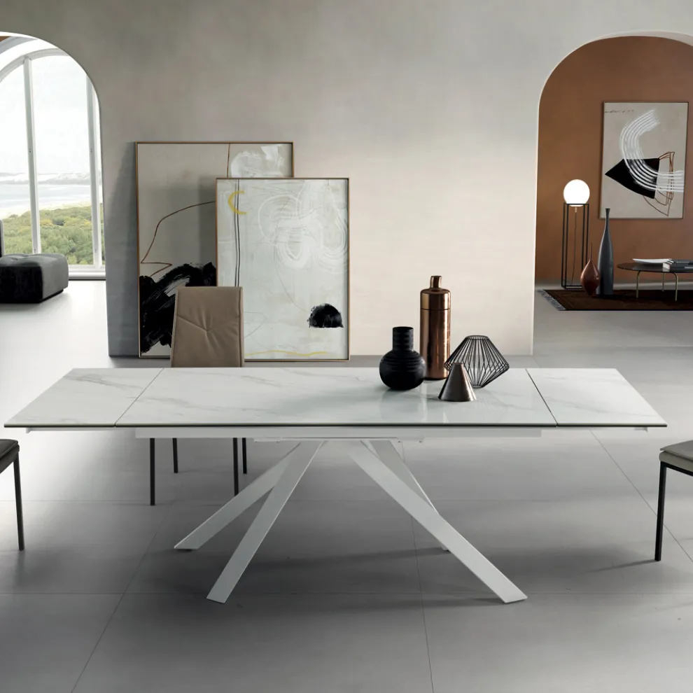 Esstisch ausziehbar auf 240 cm Marmoroptik und Metallstruktur - Yvan