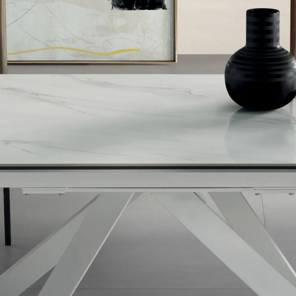 Esstisch ausziehbar auf 240 cm Marmoroptik und Metallstruktur - Yvan