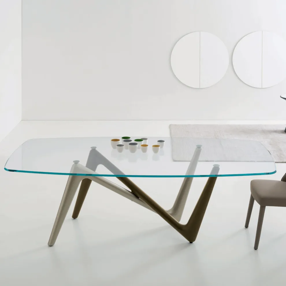 Esstisch Glasplatte und Polyurethanbeine 2 Größen - Stalto