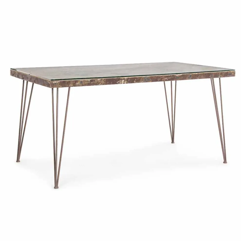 Esstisch im Industriestil mit Platte aus Mdf und Glas Homemotion - Brasilien