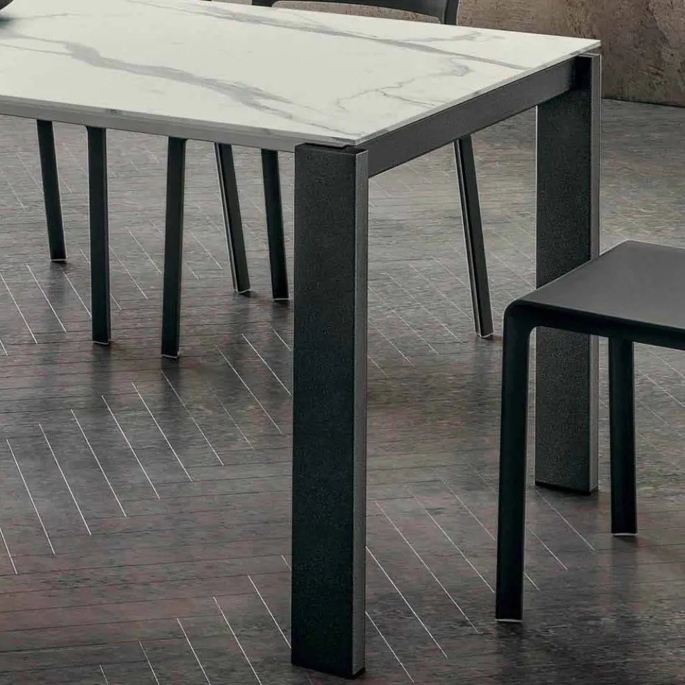 Esstisch in HPL-Marmoroptik und lackiertem Metall Made in Italy - Jupiter