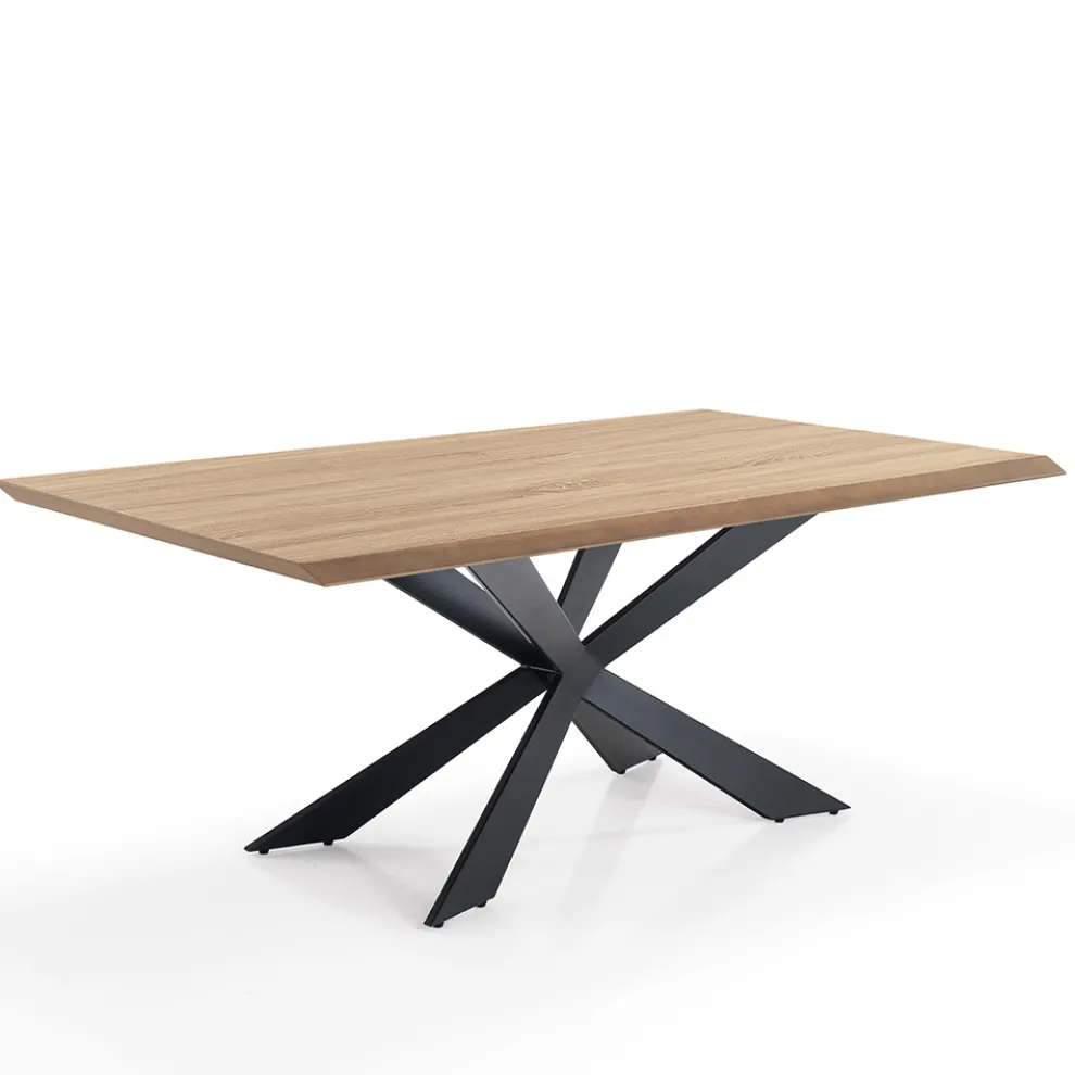 Esstisch in Mdf-Eichen-Finish und mattschwarzem Metall - Notino
