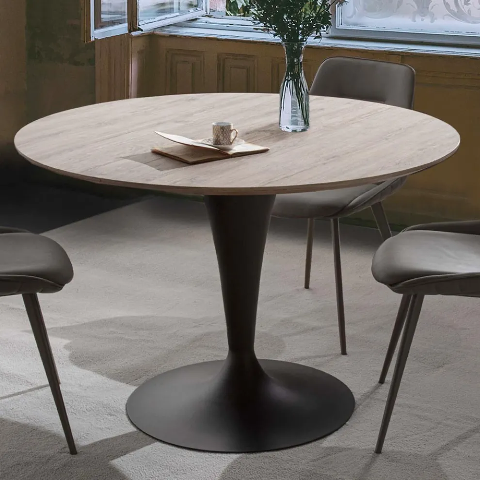 Esstisch mit ausziehbarer runder Platte bis zu 170 cm - Moreno