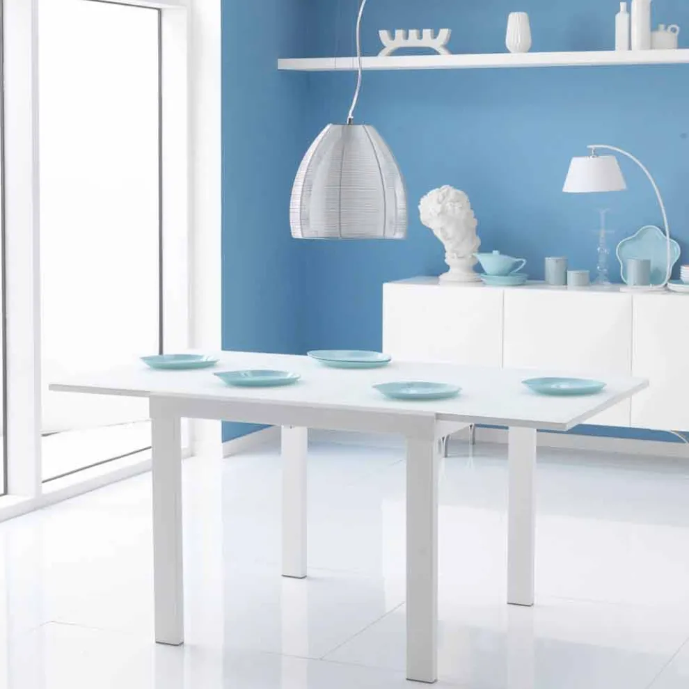 Esstisch mit Glas Tischplatte ausziehbar Teo