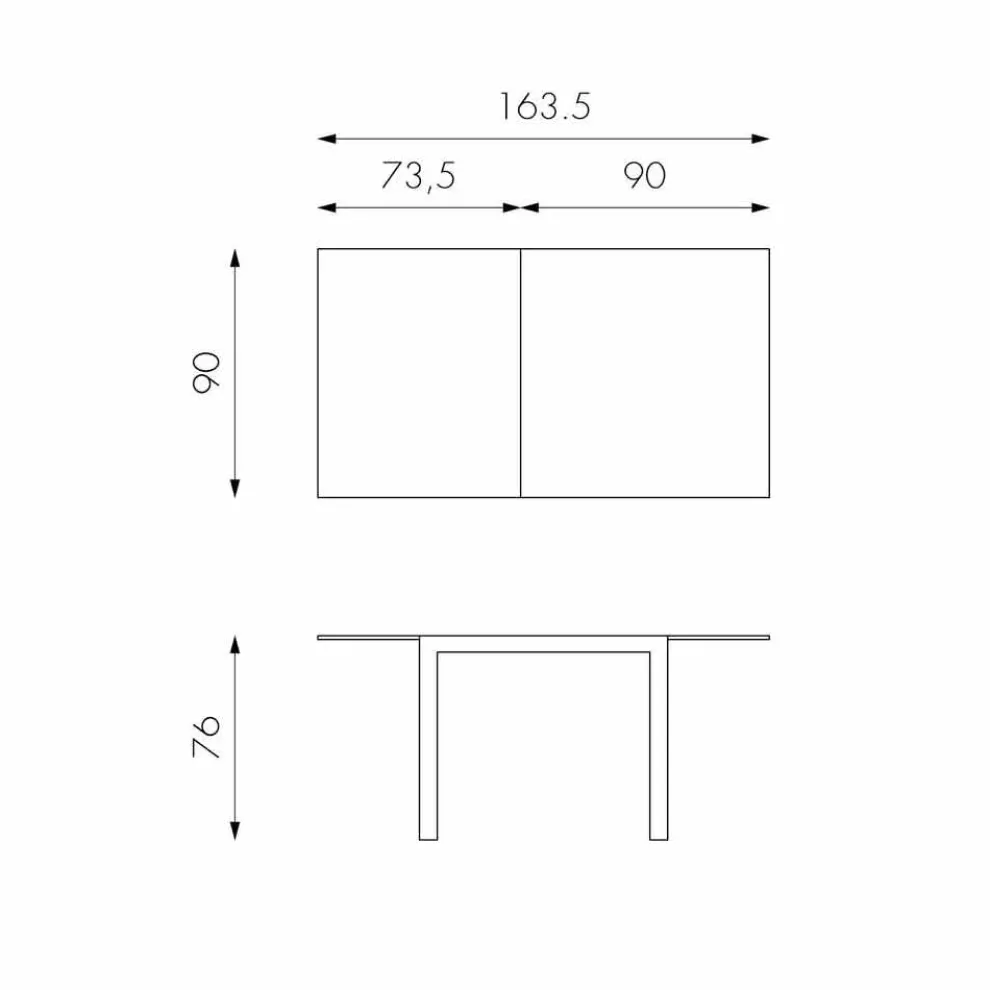 Esstisch mit Glas Tischplatte ausziehbar Teo