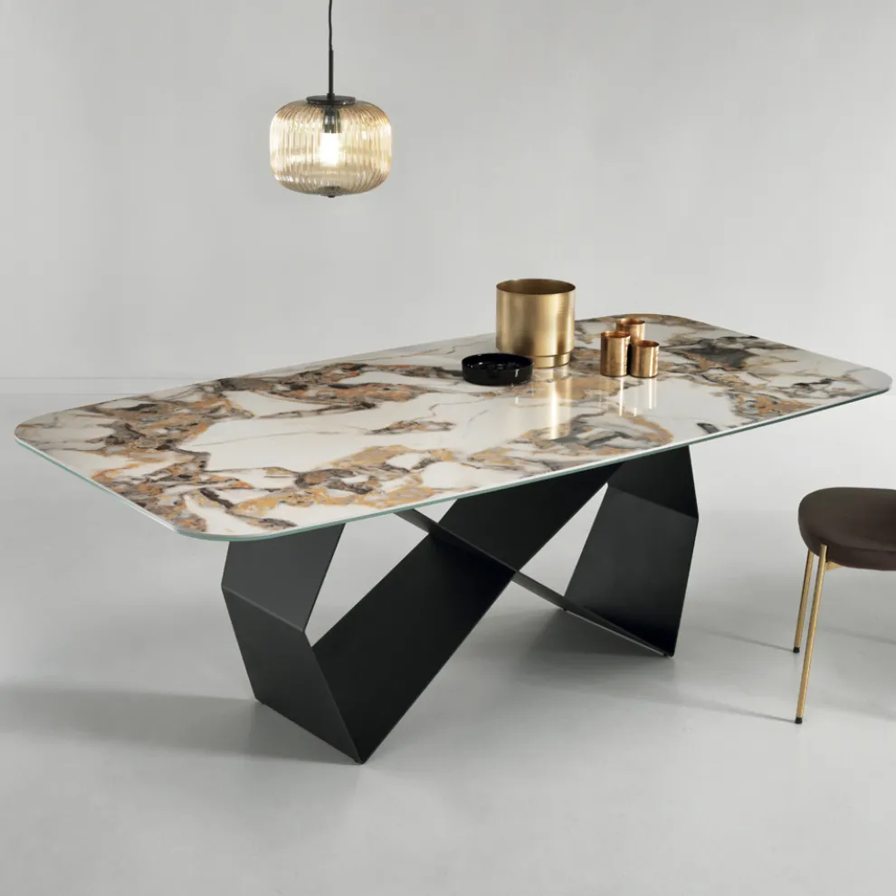 Esstisch mit Keramikplatte in Marmoroptik Made in Italy - Mirco