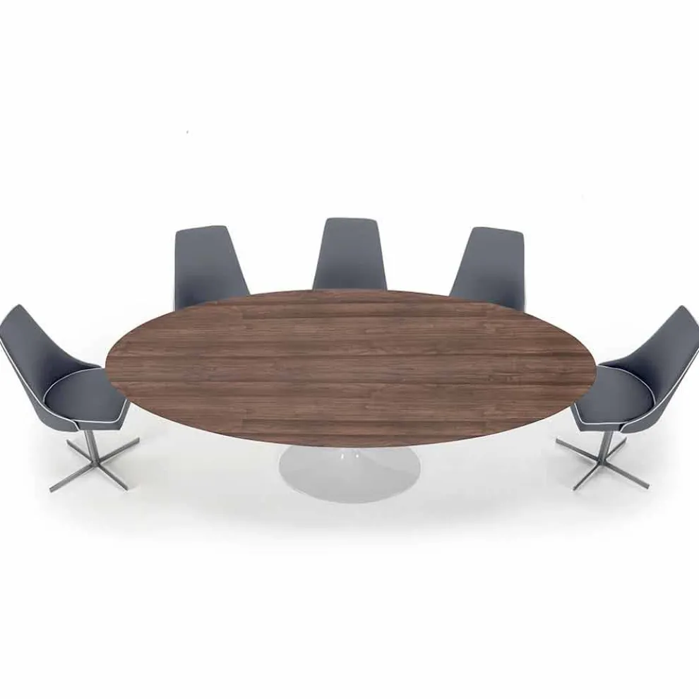 Esstisch mit ovaler Platte aus HPL-Laminat, hergestellt in Italien – Dollars