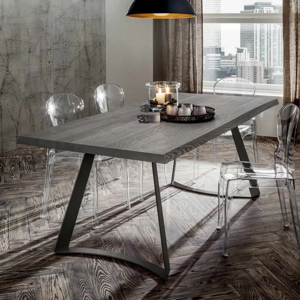 Esstisch mit Platte aus entrindeter Eiche Made in Italy - Pinocchio