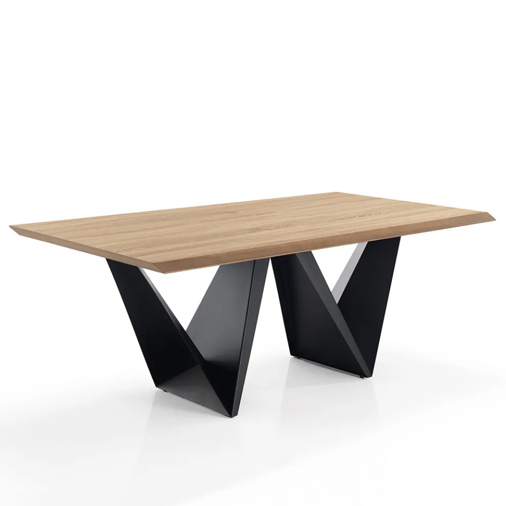 Esstisch mit Platte in Mdf furnierter Eiche - Helene