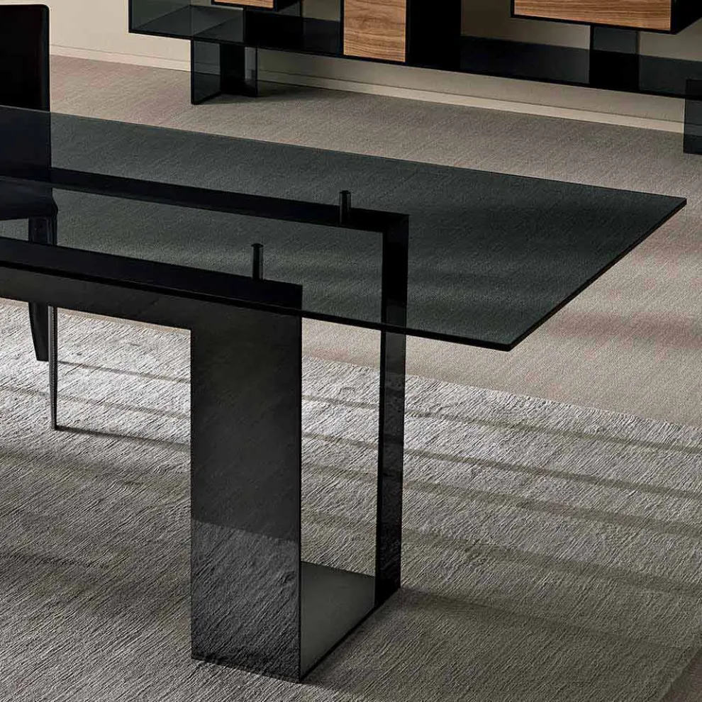 Esstisch mit Rauchglasplatte und Metallgestell 4 Dimensionen - Speck