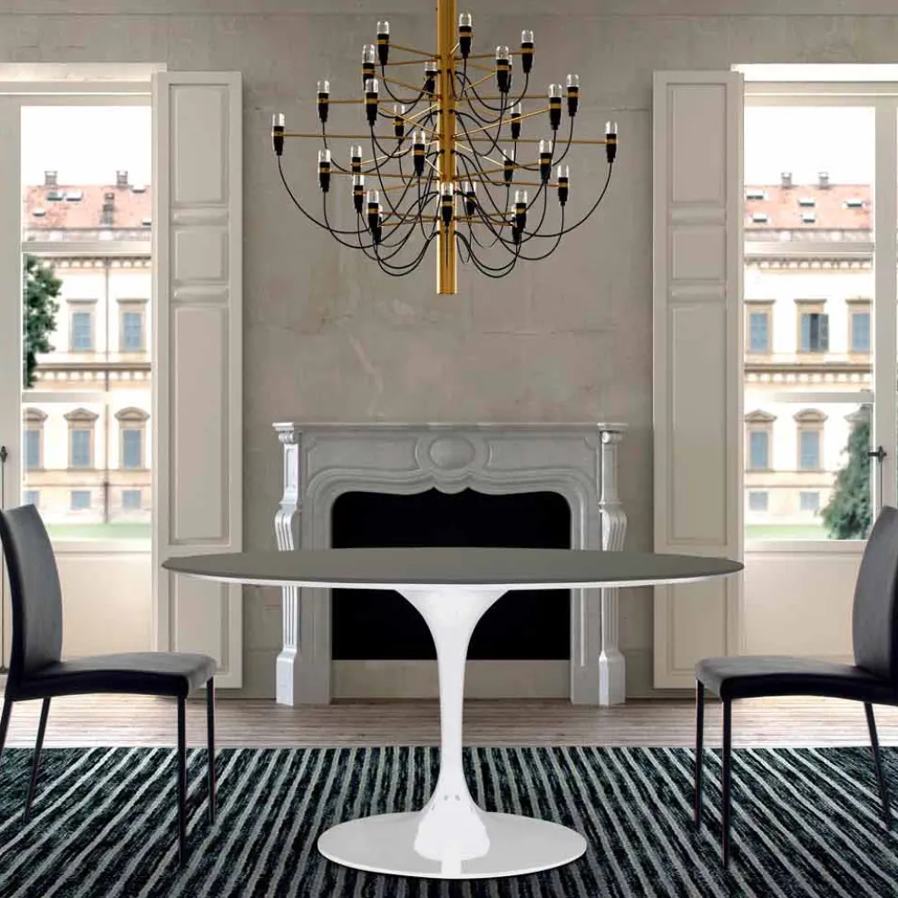 Esstisch mit runder Platte aus hochwertigem Fenix, hergestellt in Italien – Dollars