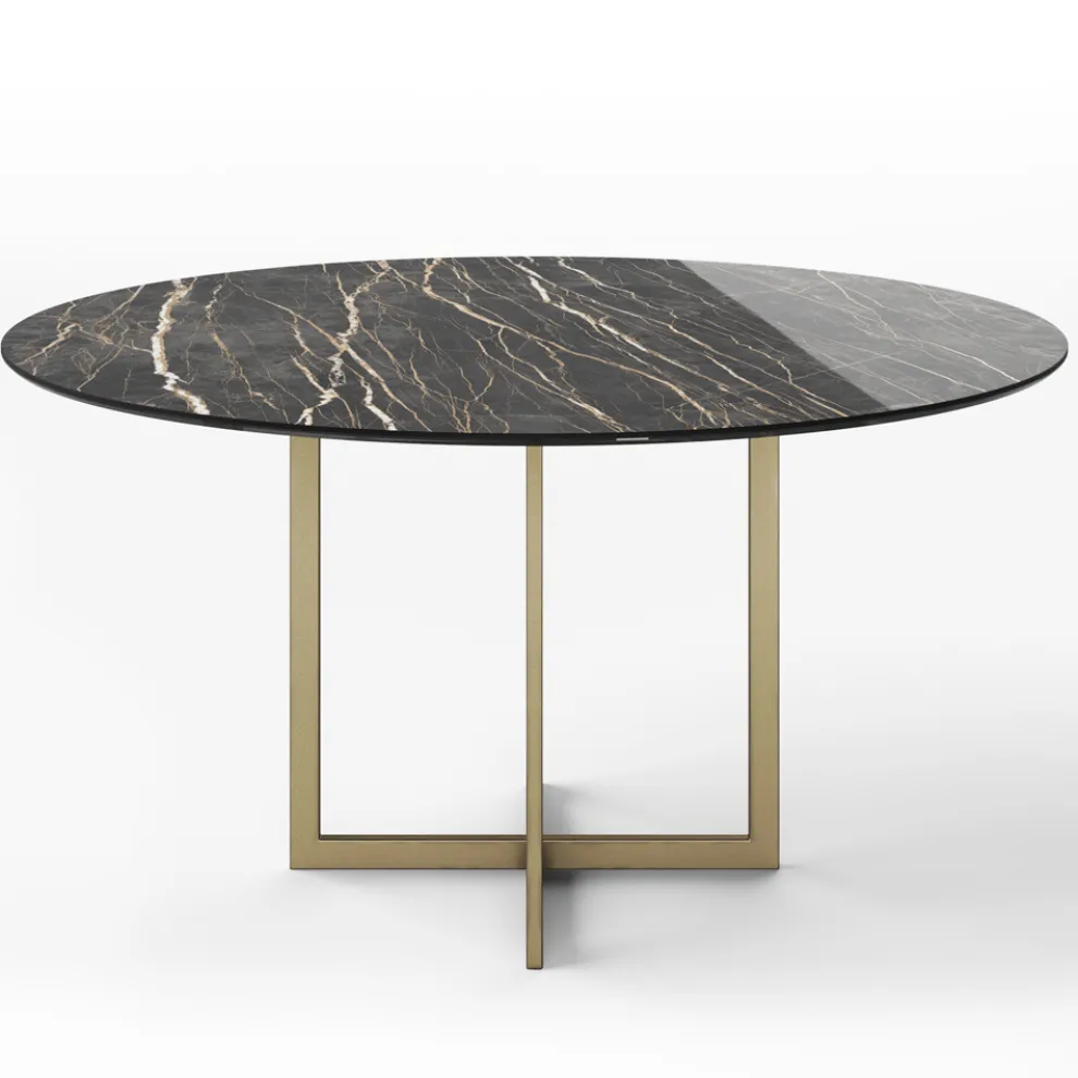 Esstisch mit runder Platte aus Feinsteinzeug Made in Italy - Emilio