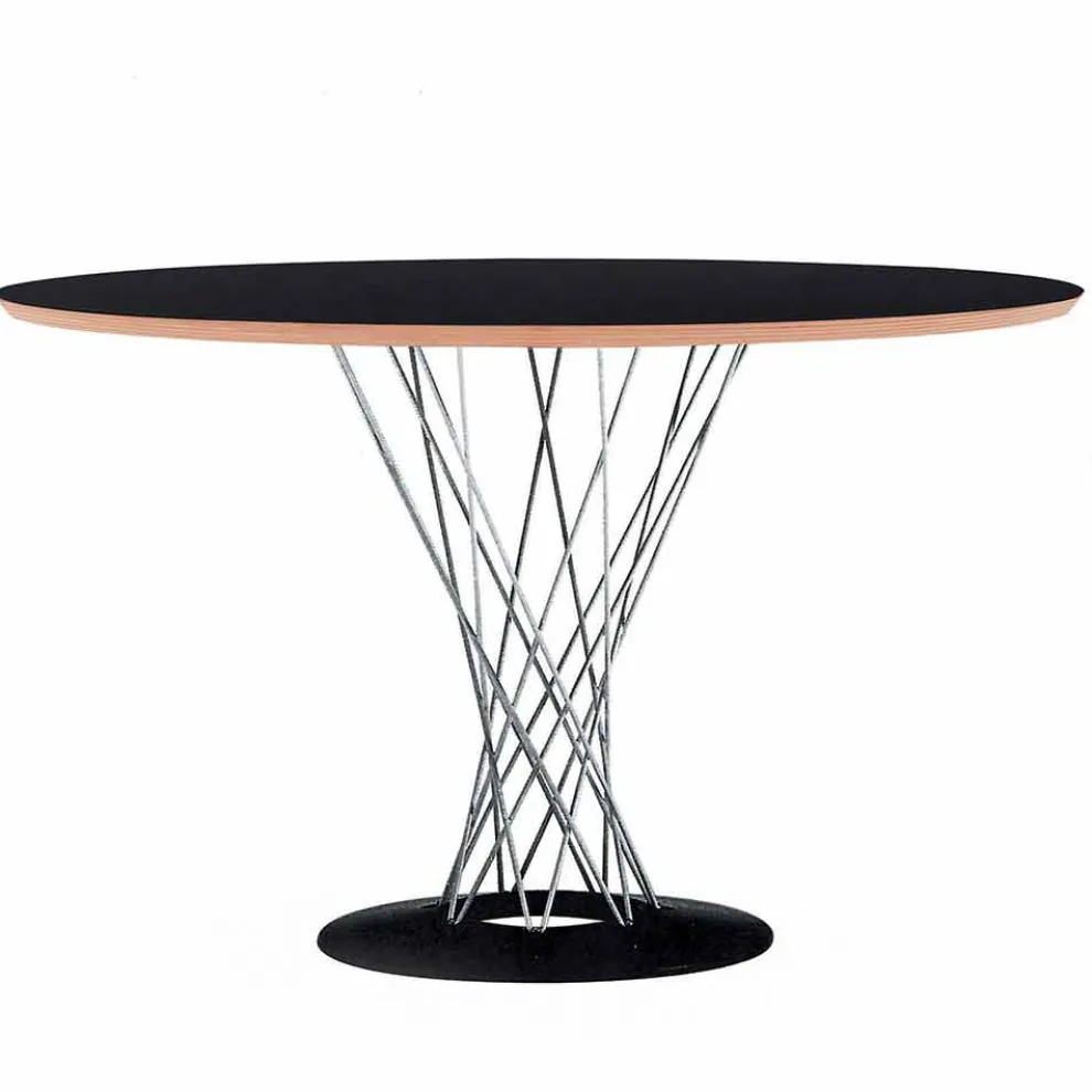 Esstisch mit runder Platte aus schwarzem Laminat Made in Italy - Plaza