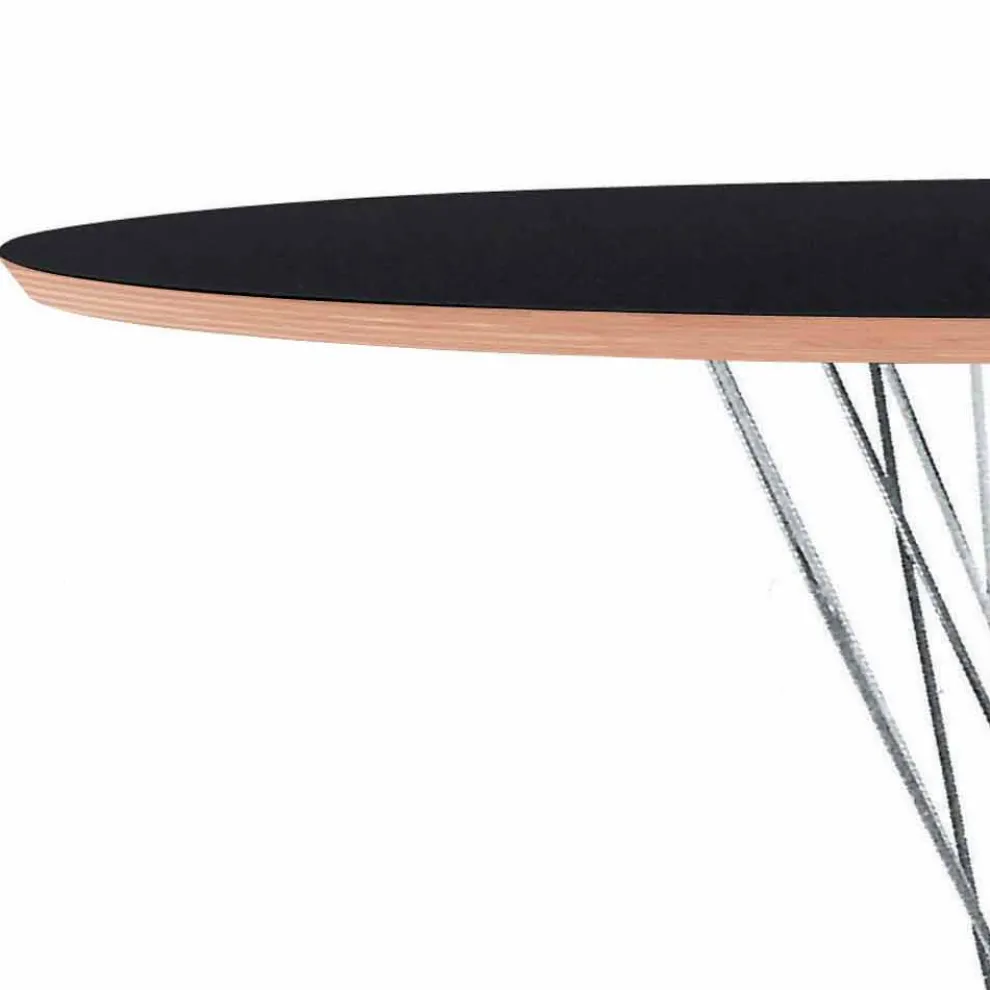 Esstisch mit runder Platte aus schwarzem Laminat Made in Italy - Plaza