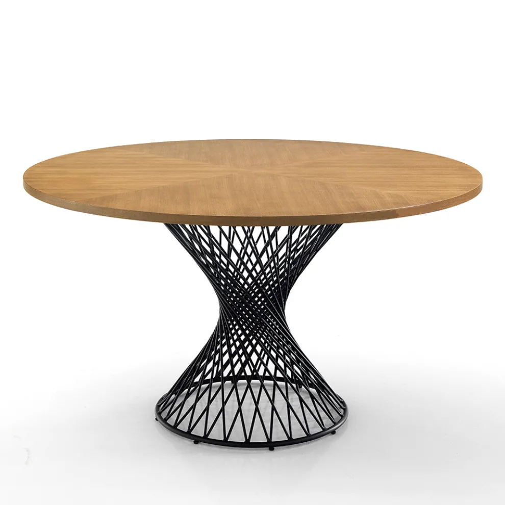 Esstisch mit runder Platte aus Mdf mit Eichenfurnier - Emmanuel