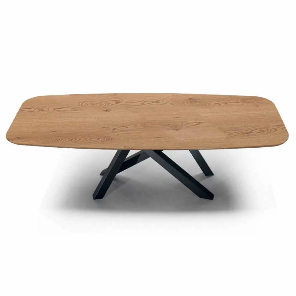 Esstisch mit tonnenförmiger Platte aus HPL-Laminat, hergestellt in Italien – Settimmio