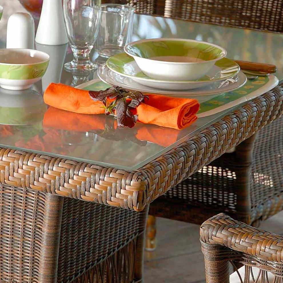 Esstisch Outdoor aus Polyethylen handgeflochten Chad