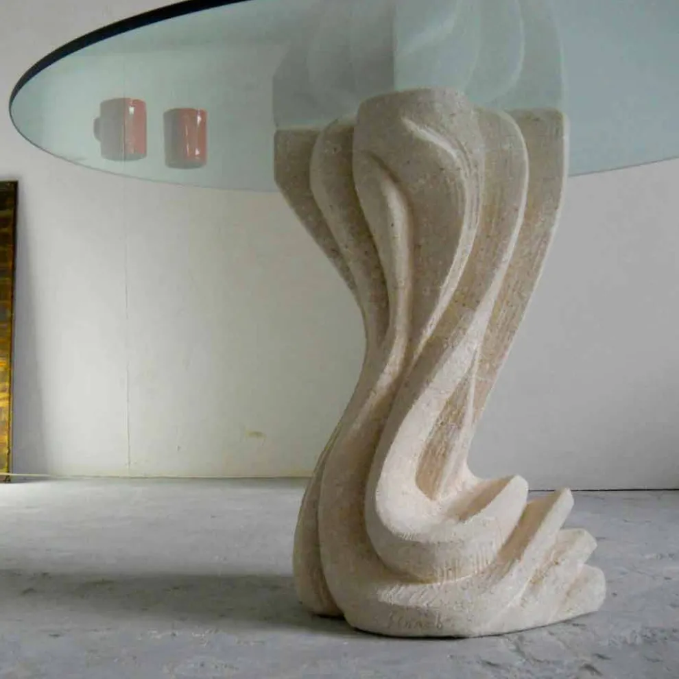 Esstisch rund aus Stein und Kristall in modernem Design Cadmo