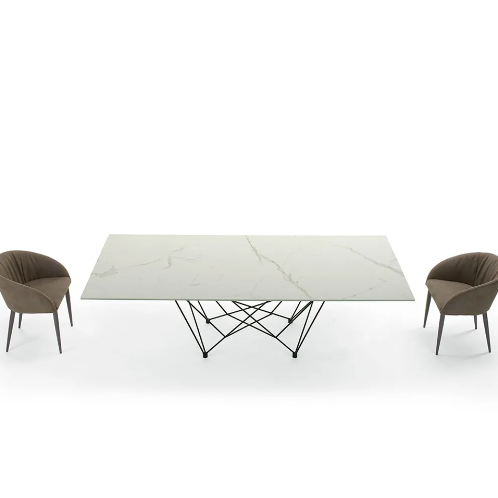 Esstischplatte aus Laminat und Untergestell aus Stahl, hergestellt in Italien – Ezzellino