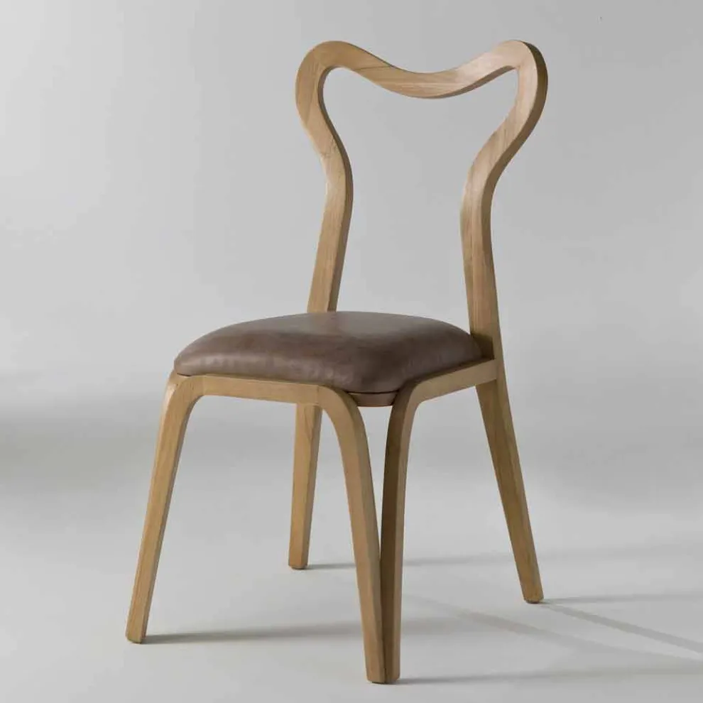 Esszimmer Stuhl aus Holz und Leder in modernem Design, 41x46cm, Carol