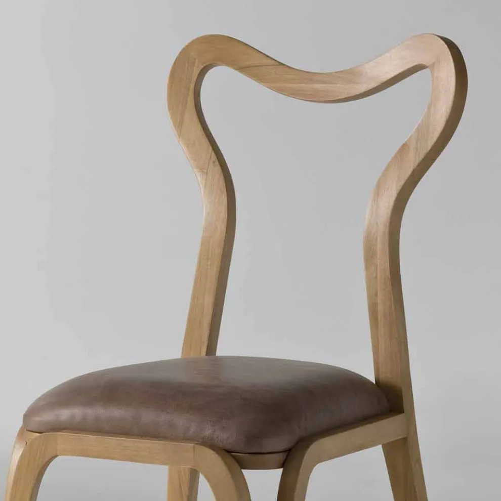 Esszimmer Stuhl aus Holz und Leder in modernem Design, 41x46cm, Carol