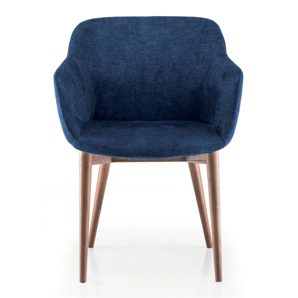 Esszimmerstuhl aus Stoff und Holz, hergestellt in Italien, 4 Stück – Bardella