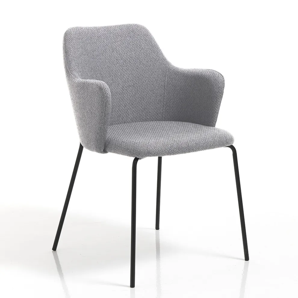 Esszimmerstuhl aus Stoff und mattschwarzem Metall 2-teilig - Corinna
