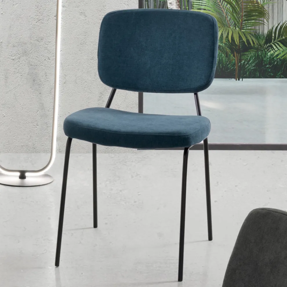 Esszimmerstuhl aus Stoff mit schwarzer Struktur 4 Stück - Marylin