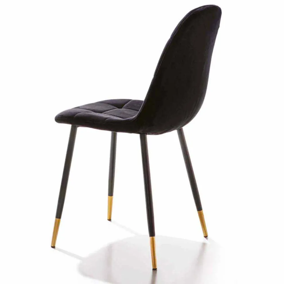 Esszimmerstuhl aus schmutzabweisendem Samt und Metall, 4 Stück - Carlina