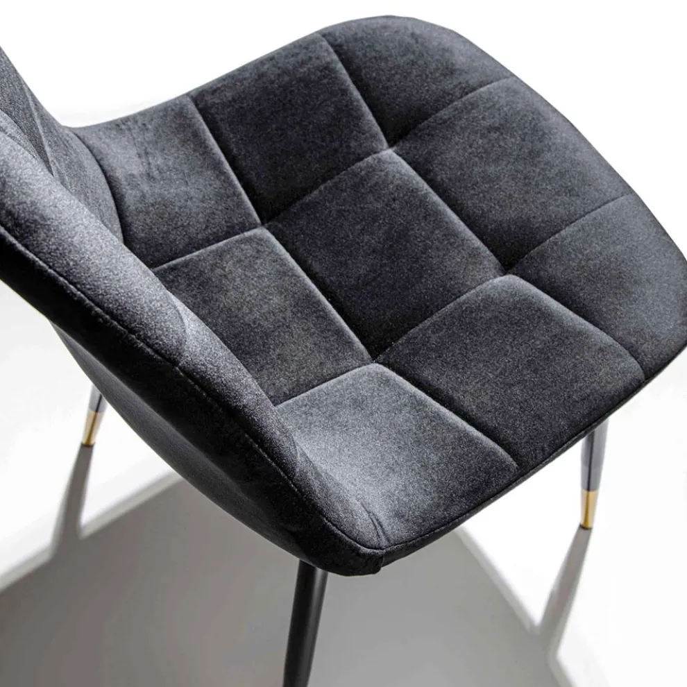 Esszimmerstuhl aus schmutzabweisendem Samt und Metall, 4 Stück - Carlina