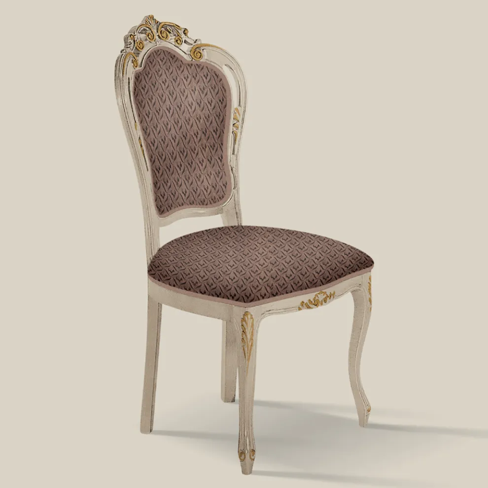 Esszimmerstuhl aus weißem Holz und Stoff Made in Italy - Majestät