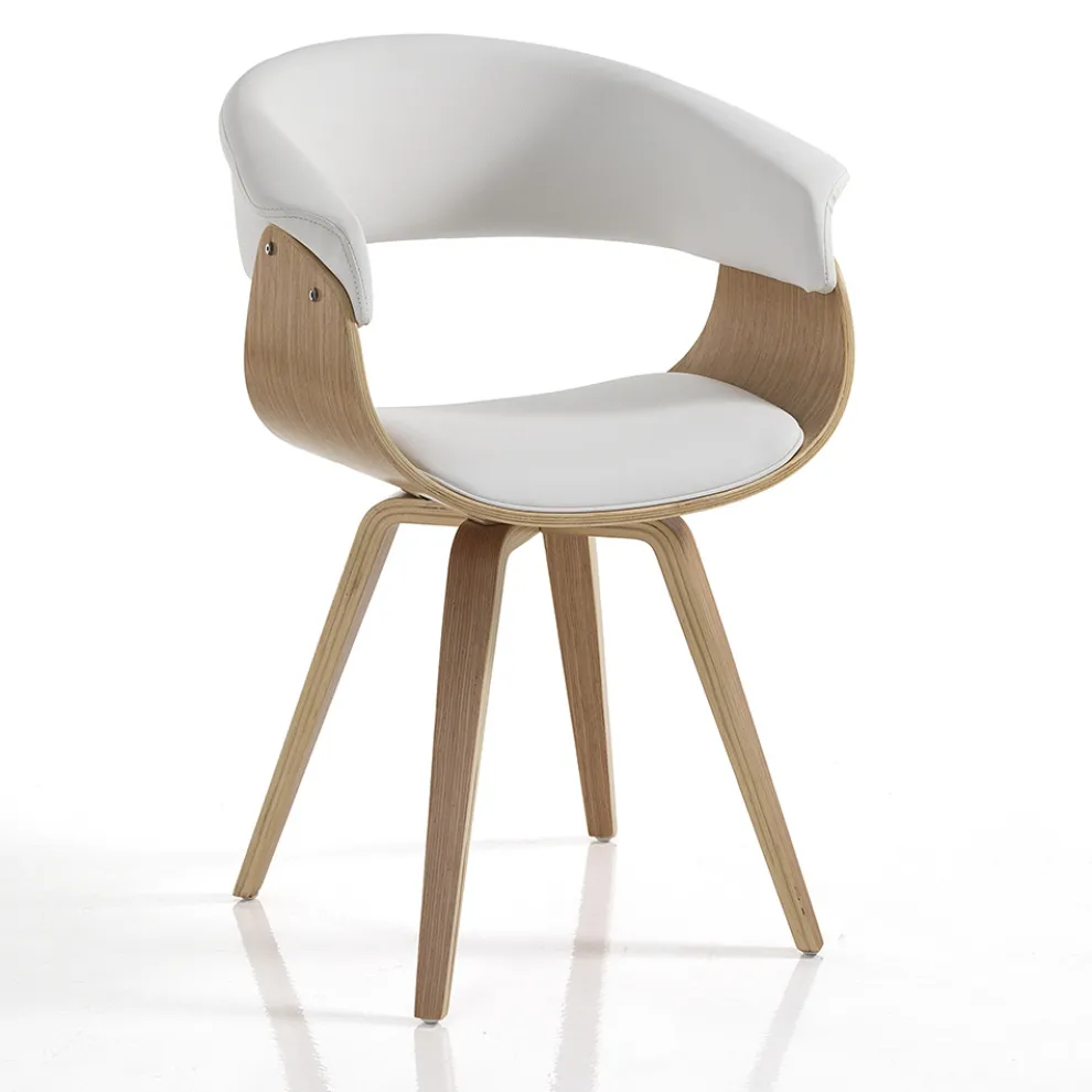 Esszimmerstuhl aus Kunstleder und Sperrholz - Nubea