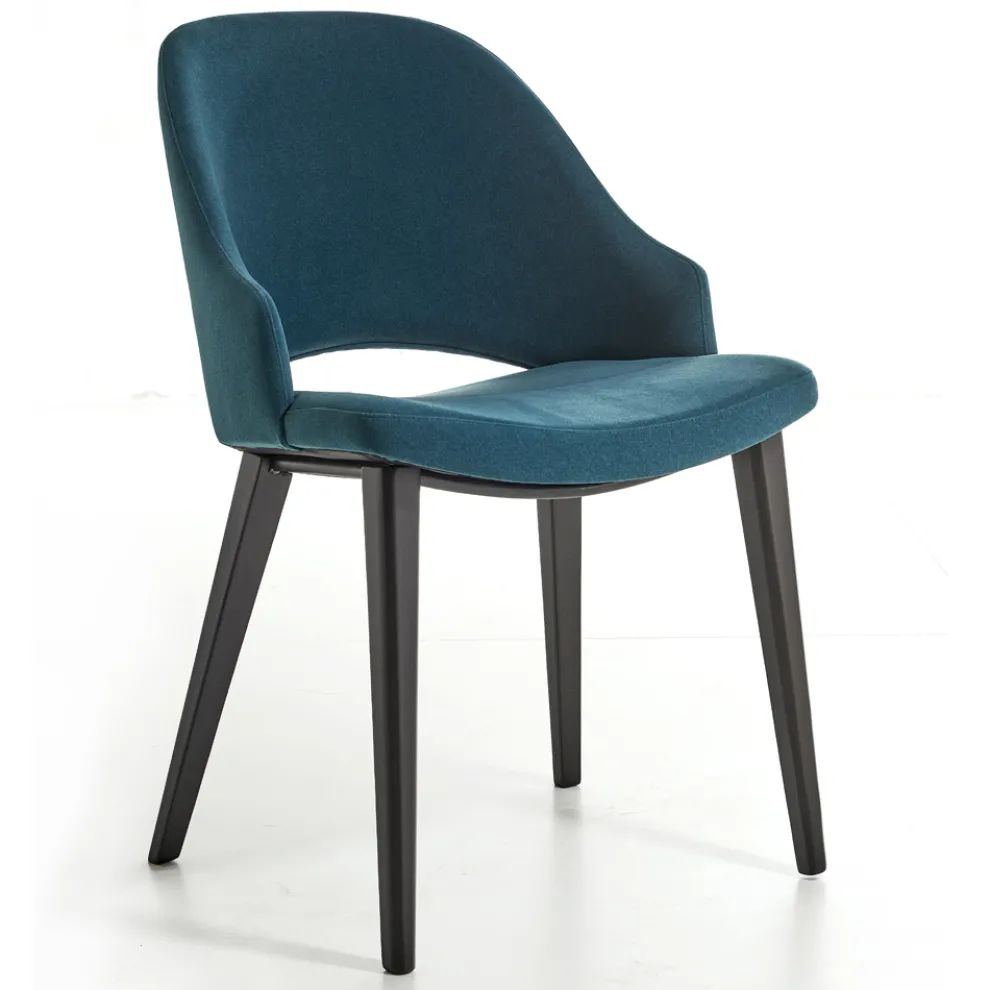 Esszimmerstuhl aus Holz mit flaschengrünem Samtsitz Made in Italy - Eddard